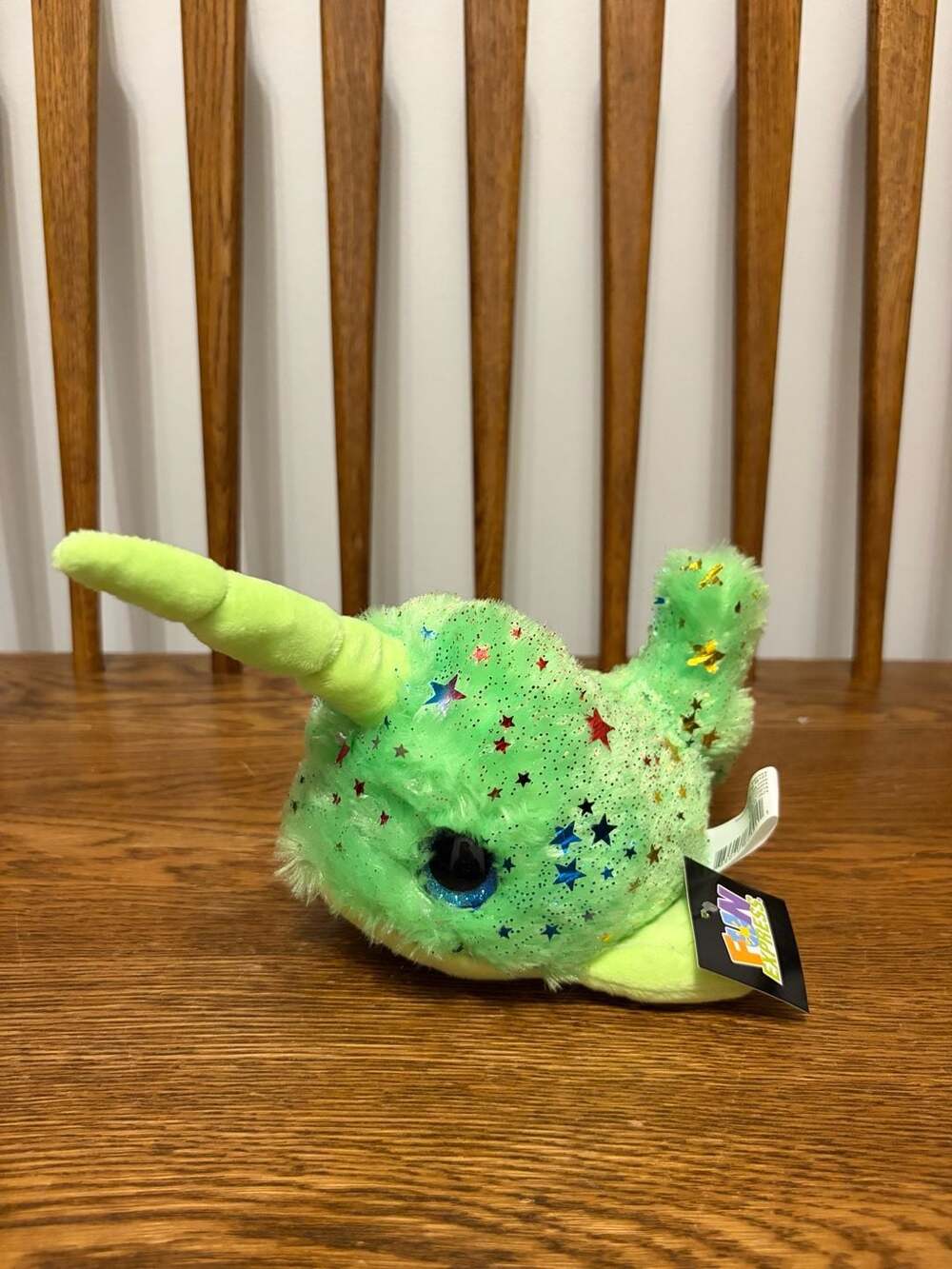 Fun Express Star-Patterned Glitter Narwhal Plush Toy